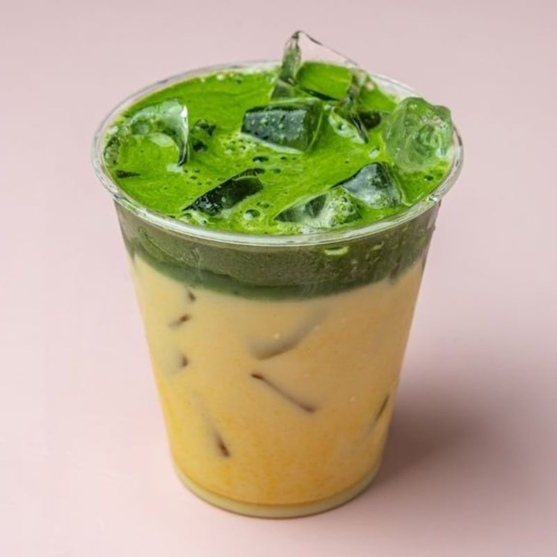 Iced Ginger Turmeric Matcha Latte